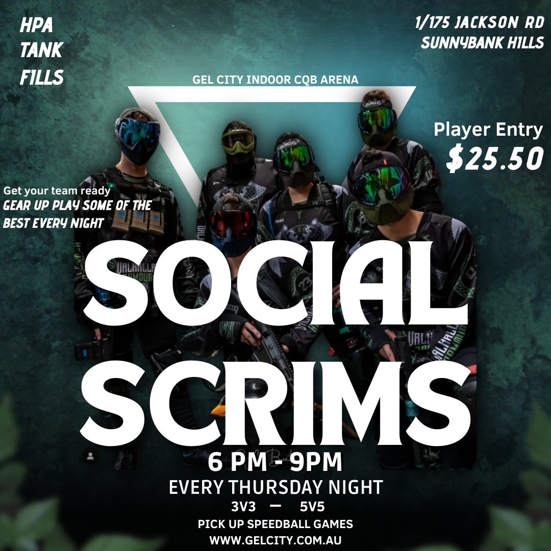 SOCIAL SCRIMS THURSDAY PUBLIC SESSION 6PM - 9PM - 2025